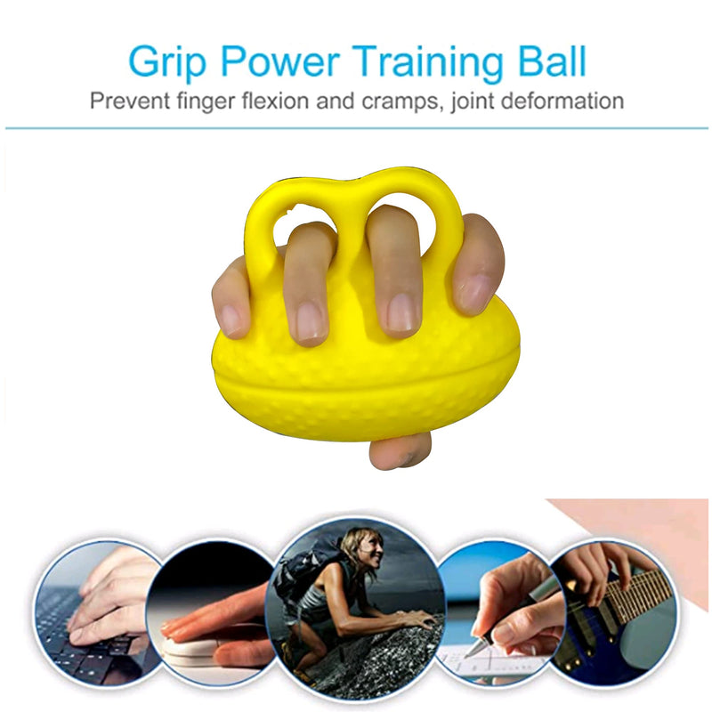 Finger Ball Exerciser Grip Ball Strength Squeeze Stress Balls for Hand, Finger Grip Strengthening Exercise for Hand Yellow - BeesActive Australia