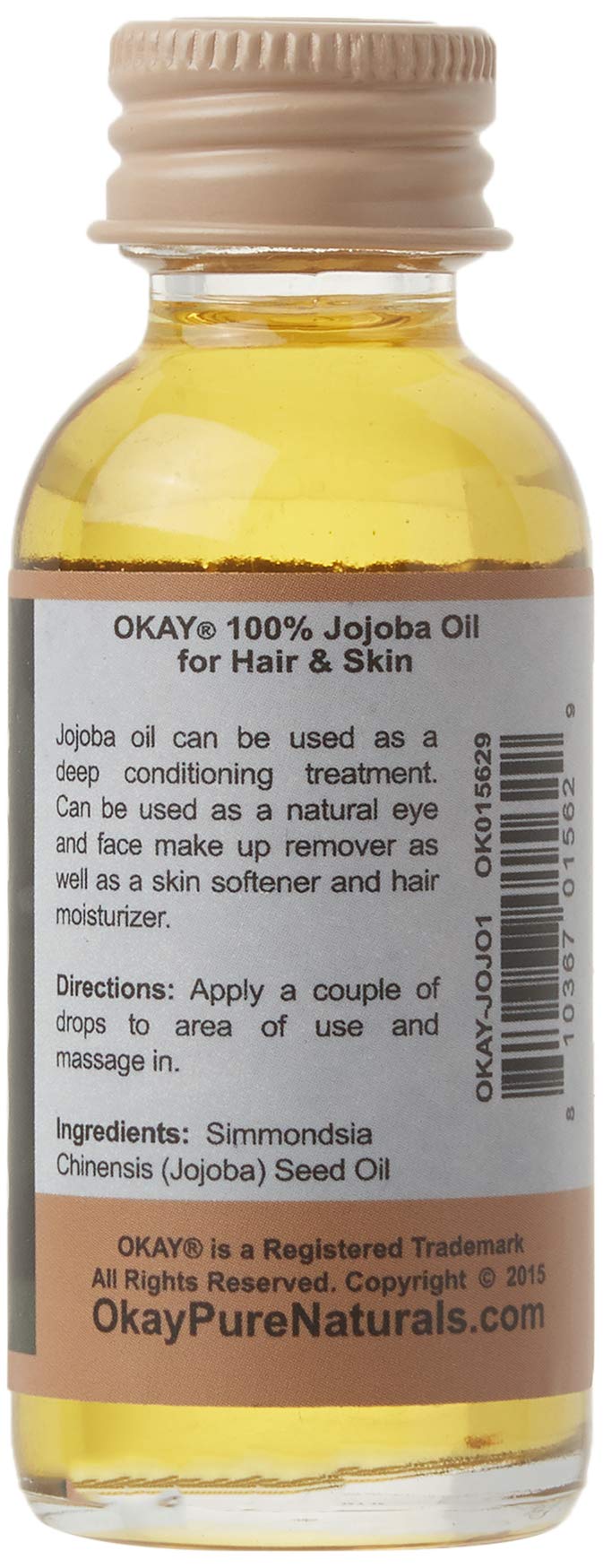 OKAY | Jojoba Oil | For Hair and Skin | Deep Conditioning Treatment | 100 % Pure Oil | Free of Paraben, Silicone | 1 oz - BeesActive Australia