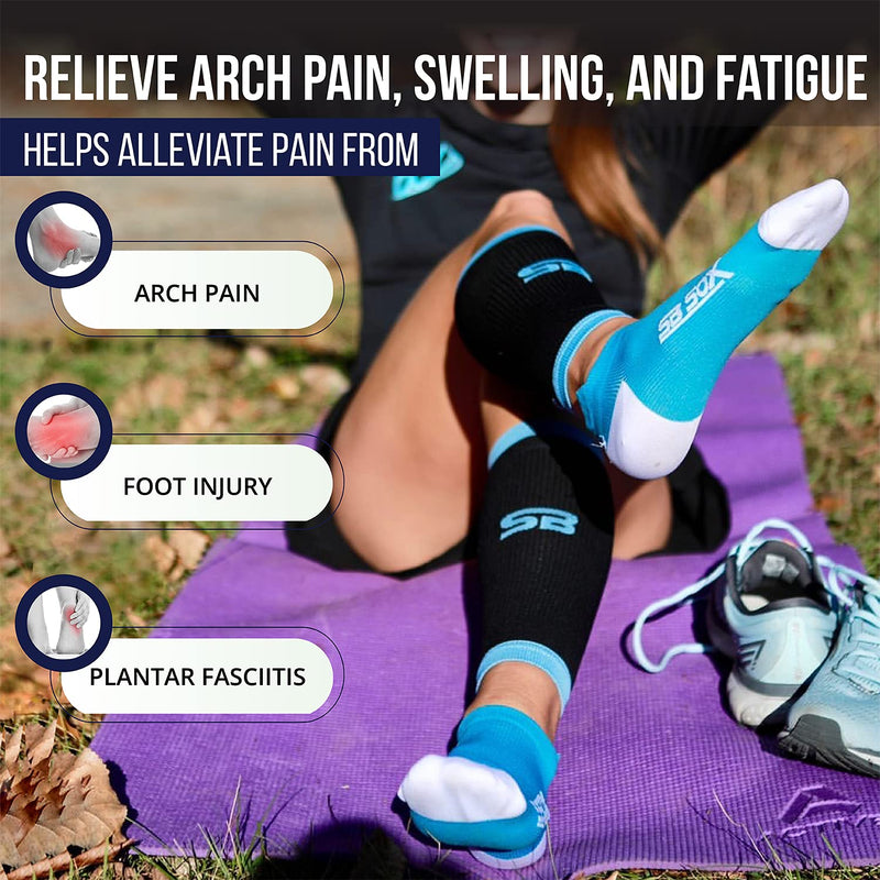 SB SOX Lite Plantar Fasciitis Compression Socks (2 Pairs) for Women & Men - Lowcut Socks for Running, Athletic, Daily Use Solid-black X-Large - BeesActive Australia