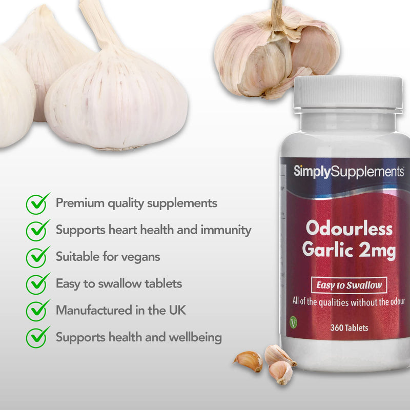 Odourless Garlic 2mg | 360 Tablets | Supports Heart Health & Circulation | Manufactured in The UK - BeesActive Australia