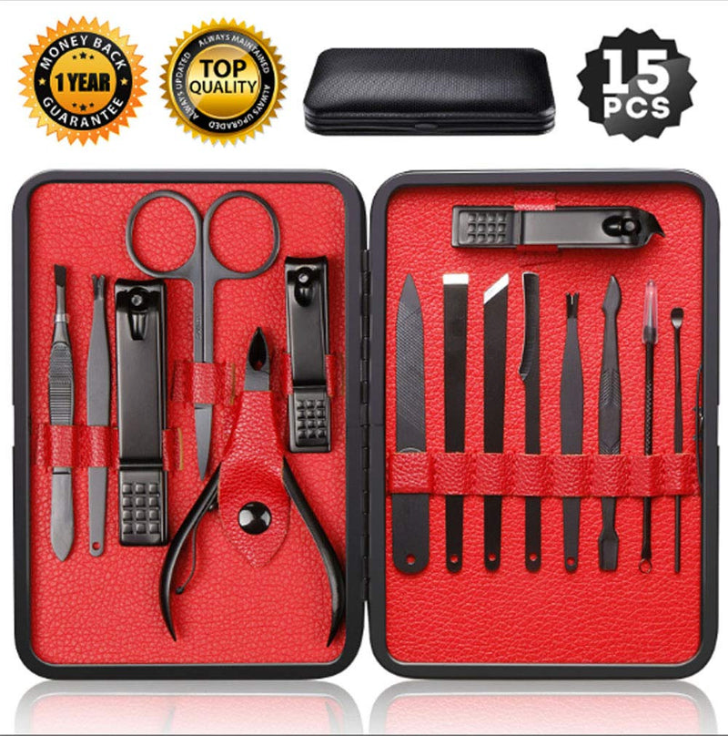 HPACK.KV Nail Clippers Sets High density Stainless Steel Nail Cutter Pedicure Kit Nail File Sharp Nail Scissors and Clipper Manicure Pedicure Kit Fingernails & Toenails with Portable stylish case (red) - BeesActive Australia