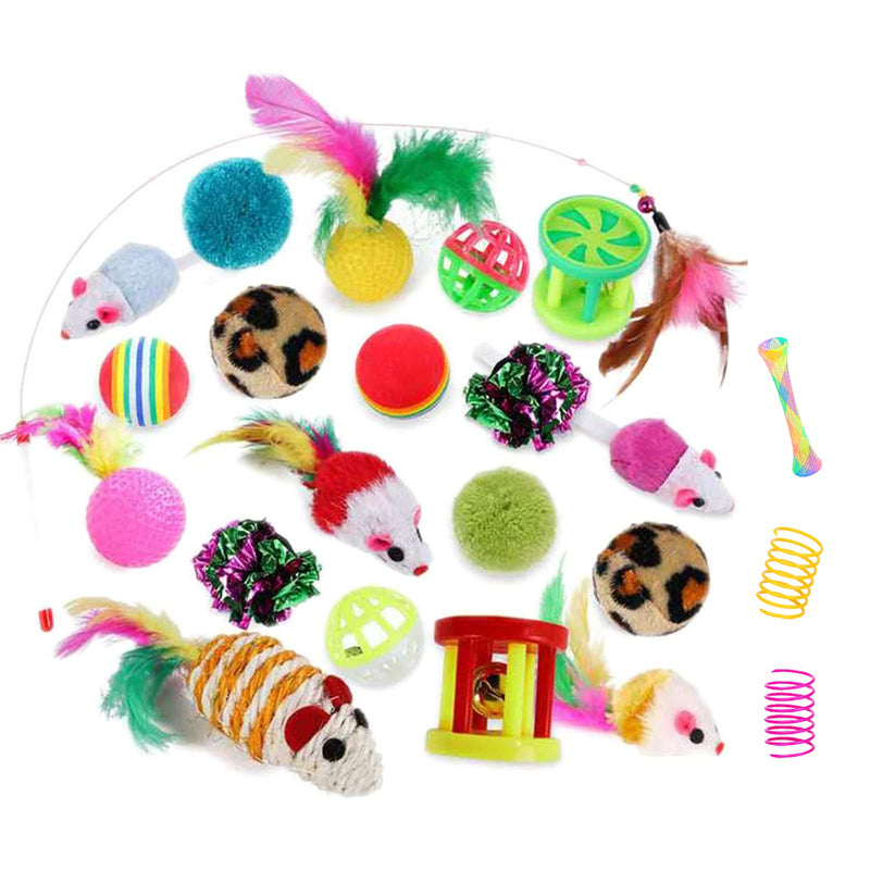 32Pcs Cat Toys Kitten Interactive Pet Toys Assortments, Foldable Rainbow S-Tunnel, Cat Feather Teaser, Wand Interactive Feather Toy, Fluffy Mouse, Crinkle Balls, Bell Play for Cat, Puppy, Kitty, Kitten 3 way - BeesActive Australia