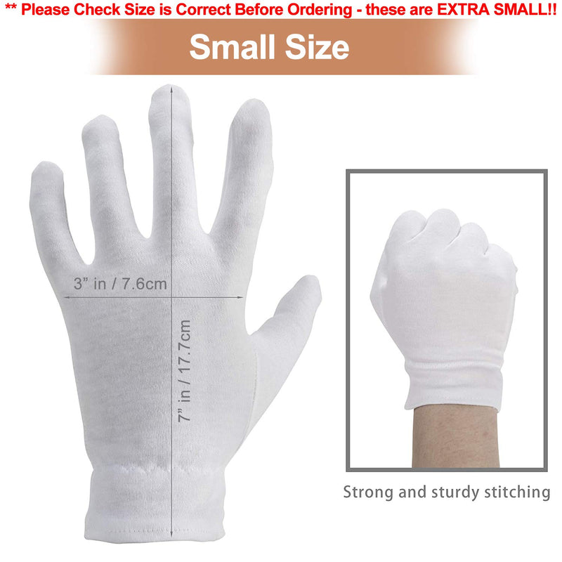 Extra Small (Please check size before Ordering) Moisturizing Gloves OverNight Bedtime Cotton | Cosmetic Inspection Premium Cloth Quality | Eczema Dry Sensitive Irritated Skin Spa Therapy Wristband Extra Small - BeesActive Australia