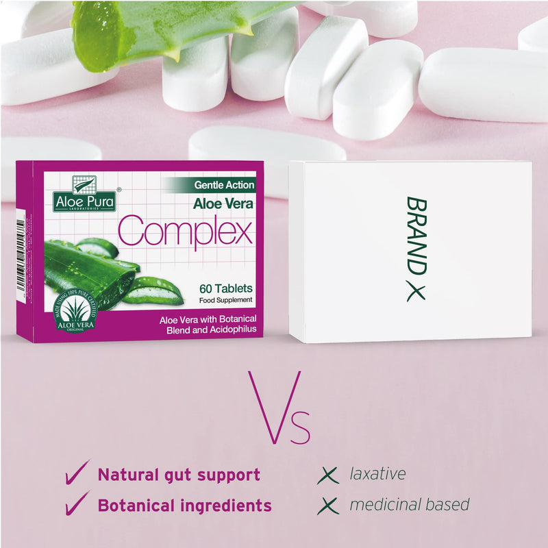 Aloe Pura Aloe Vera Gentle Action Complex Tablets, Natural, Vegetarian, Cruelty Free, Food Supplement, Botanical Blend, 60 Tablets - BeesActive Australia
