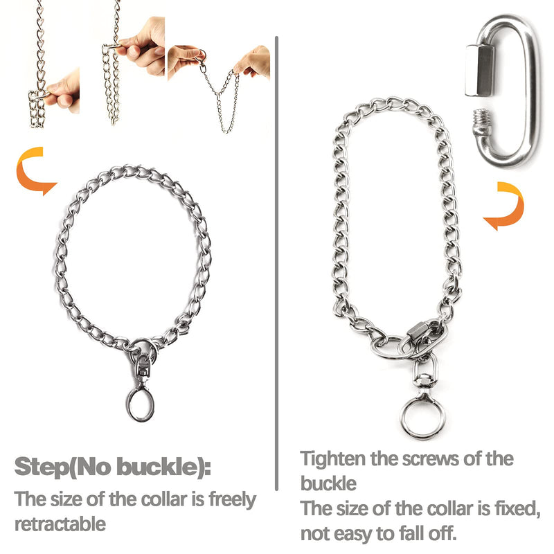 Dog Chain Necklace Metal Stainless Steel Leash Training Choke Collar Adjustable Buckle 360 Degree Rotation Head Dog Gift for Medium Large Dogs - BeesActive Australia