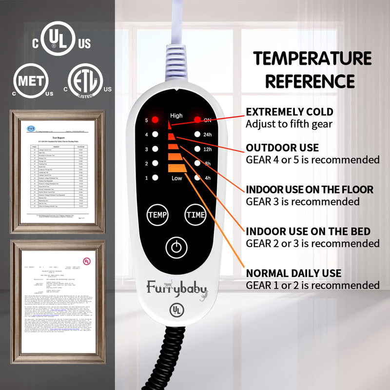 Furrybaby Pet Heating Pad, Waterproof Dog Heating Pad Mat for Cat Pet Heated Warming Pad with Durable Anti-Bite Tube Indoor for Puppies Dogs Cats Temp adjustable round 12in 1 pack black - BeesActive Australia