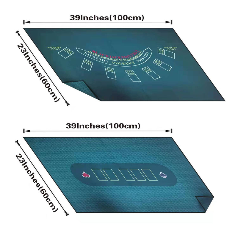 WALIKEN Texas Holdem,Blackjack, Flannel, dustproof Professional Gambling Tablecloth, 39x23 Inch,Double Sides,Washable and ironable Green - BeesActive Australia