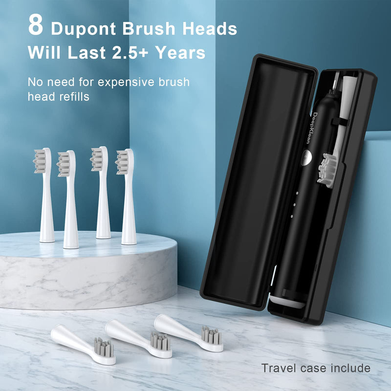 Deepklean Ultrasonic Electric Toothbrush - Sonic Electric Toothbrush for Adults, 6 Modes Sonic Toothbrush with 8 Brush Heads Travel Case, 60 Days Long-Lasting Rechargeable Battery Toothbrush Black - BeesActive Australia