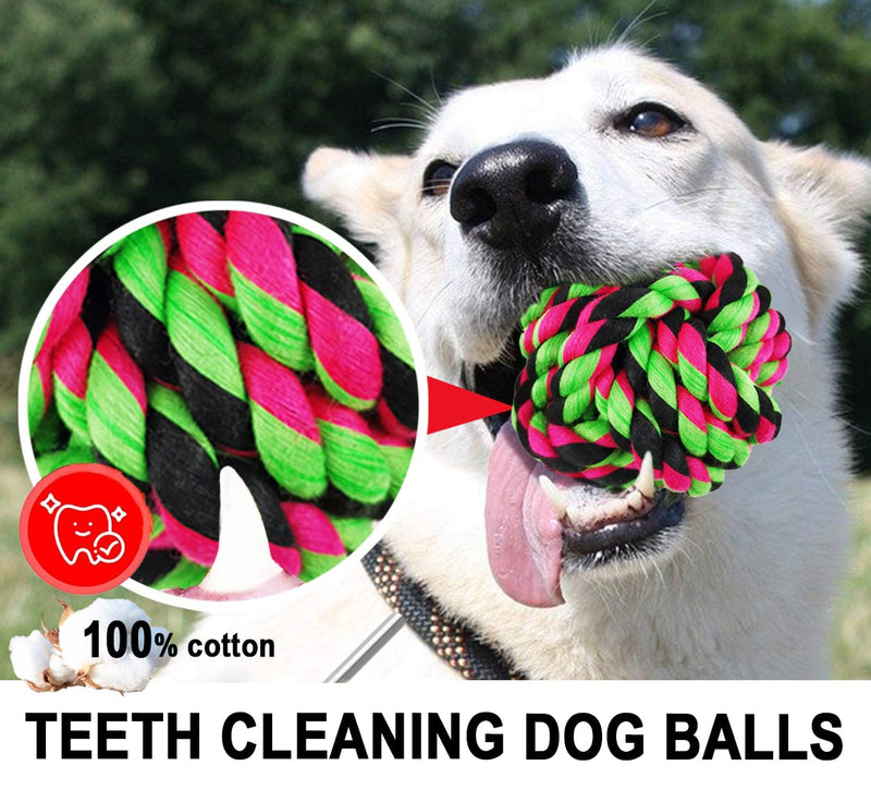XL Dog Chew Toys for Aggressive Chewers, 6 Pack Almost Indestructible Dog Balls for Large Dogs, Heavy Duty Dental Cotton Dog Rope Toy for Medium Dogs, Puppy Teething Chew Toys, Interactive Dog Toys - BeesActive Australia