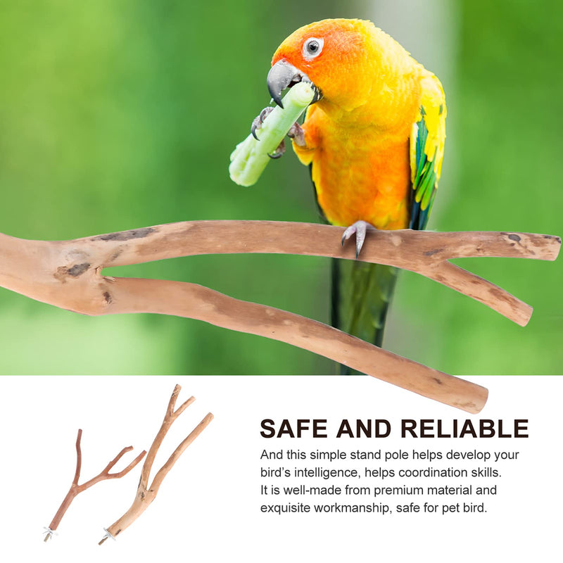 TEHAUX Parakeet Toys 2PCS Bird Parrot Perch Stand Set- Natural Wood Bird Parrot Stand Branches Fork Perch Rod Stand for Small Parakeets Budgies Cockatiels Conure Lovebirds Bird Cage Accessories - BeesActive Australia