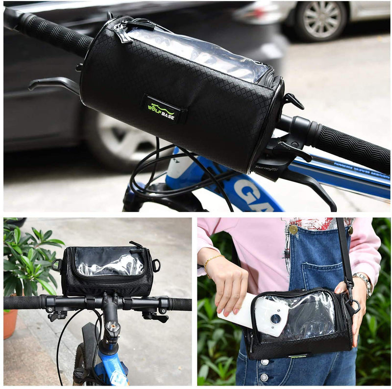 Bike Handlebar Bag Waterproof Front Bag Bicycle Storage Bag with Removable Shoulder Strap and 6 inch Transparent Pouch, Best Gift - BeesActive Australia