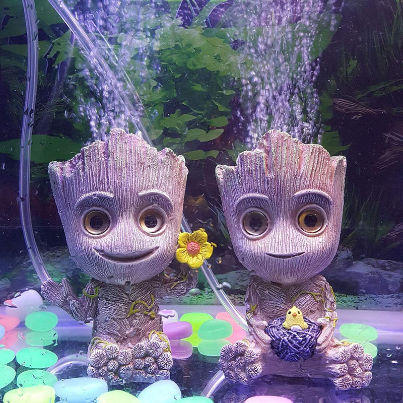 SLOCME Aquarium Groot Air Bubbler Decorations - Oxygen Pump Resin Crafts for Aquarium Fish Tank Decorations,with Air Bubbler Stone for Aquarium - BeesActive Australia