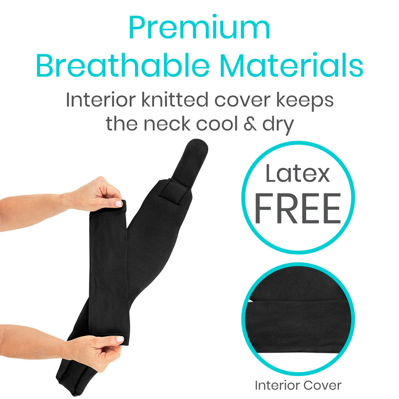 Vive Neck Brace - Foam Cervical Collar Adjustable Soft Support Can Be Used During Sleep - Wraps Aligns and Stabilizes Vertebrae - Relieves Pain and Pressure in Spine (Black, 3" Width) Black 3" (Three Inch Width) - BeesActive Australia