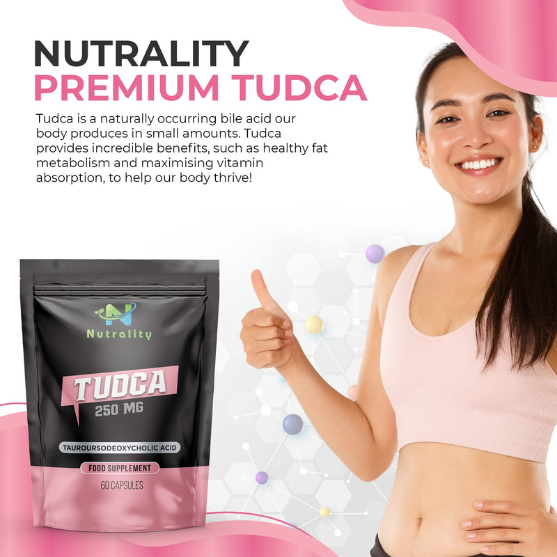 Nutrality Tudca Supplement 250mg - 60-Day Supply Tudca Bile Salts for Liver Cleanse Detox and Repair - Brain Health, Mitochondria Support, Gut Microbiome Booster - Suitable for Vegans & Vegetarians - BeesActive Australia