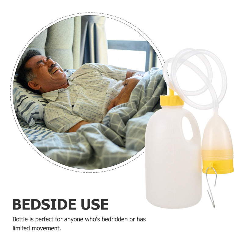 Healifty Mens Urinal Pee Bottle Portable Emergency Toilet with Tube for Elderly Hospital Home Camping Car Travel 1700ML - BeesActive Australia