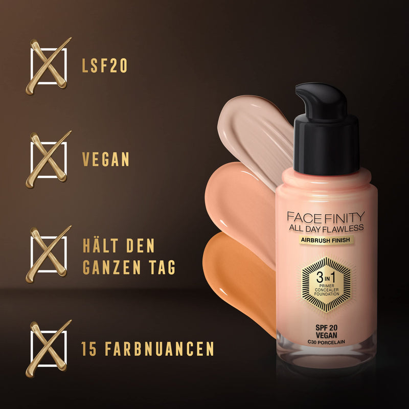 Max Factor Facefinity 3-in-1 All Day Flawless Liquid Foundation, SPF 20 - 55 Beige (Packaging May Vary) - BeesActive Australia