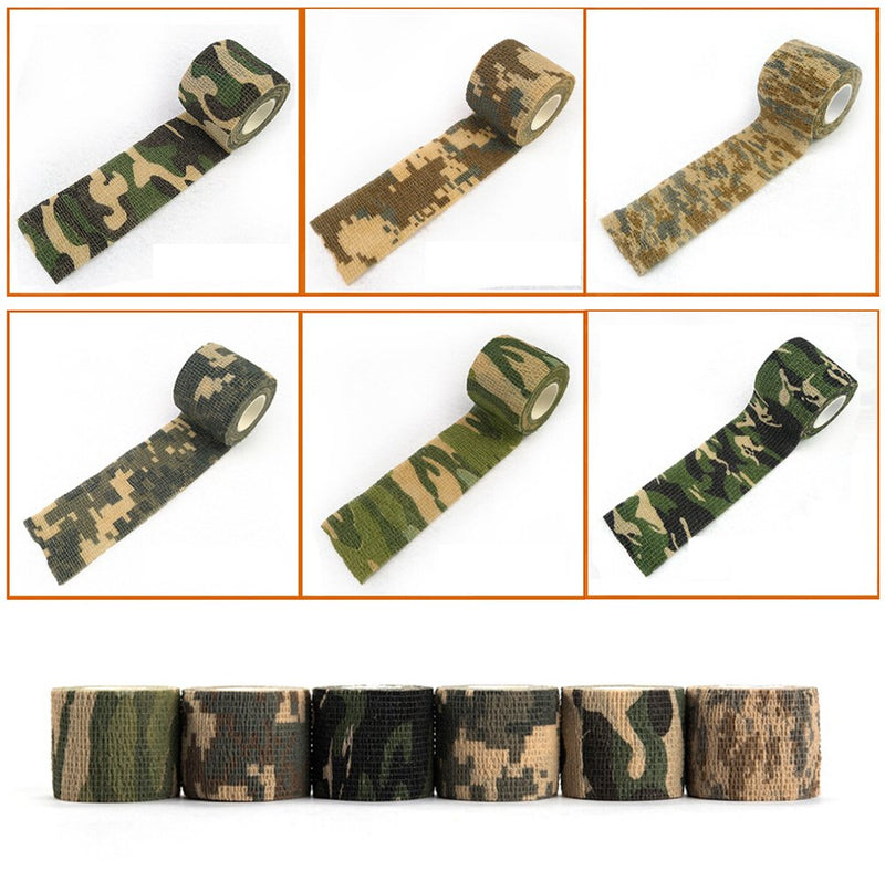 meizhouer 6PCS/lot 6 Colors 5cmx4.5m Outdoor Shooting Hunting Camera Tools Waterproof Wrap Durable Cloth Army Camouflage Tape Hunting Accessories Yellowish Brown - BeesActive Australia
