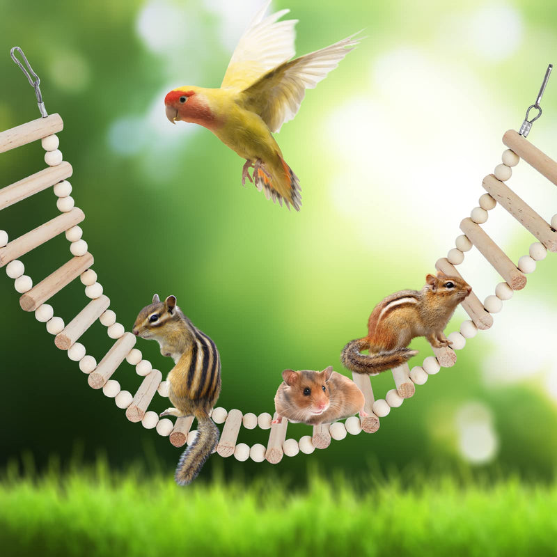 Rats Ladder Bridge Toy, Natural Wooden Bird Ladder Bridge Toy, Hamster Rats Climbing Toys, Cage Accessories for Bird Parrot Hamster Cockatiel Sugar Gliders (18 Ladders)(25.98x3.14 Inches) - BeesActive Australia