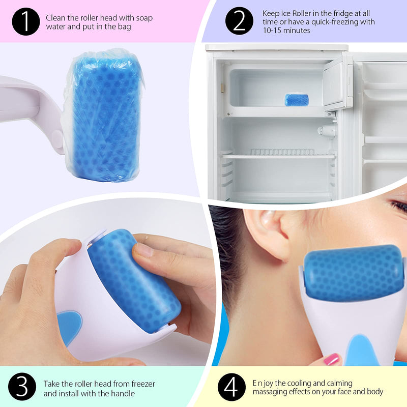 Ice Roller For Face Eye Puffiness, Teenitor Ice Face Roller Massager TMJ Migraine Pain Relief and Minor Injury Therapy Cold Freezer Tighten Skin Care Products Blue - BeesActive Australia