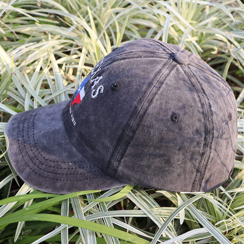 OASCUVER Texas Lone Star State Hat, TX States Flag Map Shape Embroidered Adjustable Washed Baseball Cap Embroidery Black One Size - BeesActive Australia