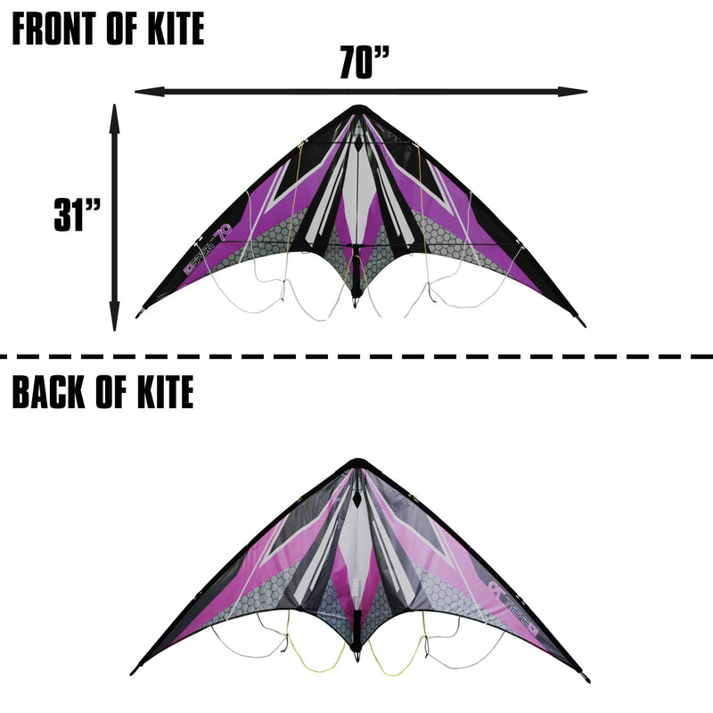 [AUSTRALIA] - WindNSun Ez Sport 70 Polyester Ripstop Stripe Dual Control Sport Kite, Hex Purple 