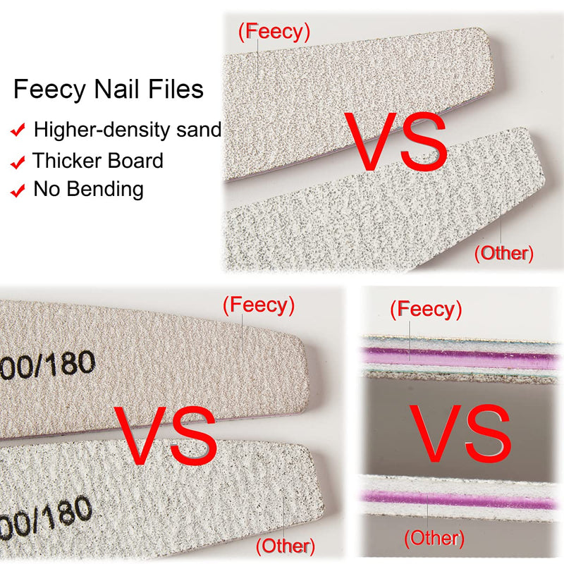 Feecy Nail File for Acrylic Nails Natural Nails 100 180 Nail File Professional Emery Board Nail Buffering Files Bulk (Pack of 15 pcs)… (NF100180-15pcs) NF100180-15 - BeesActive Australia