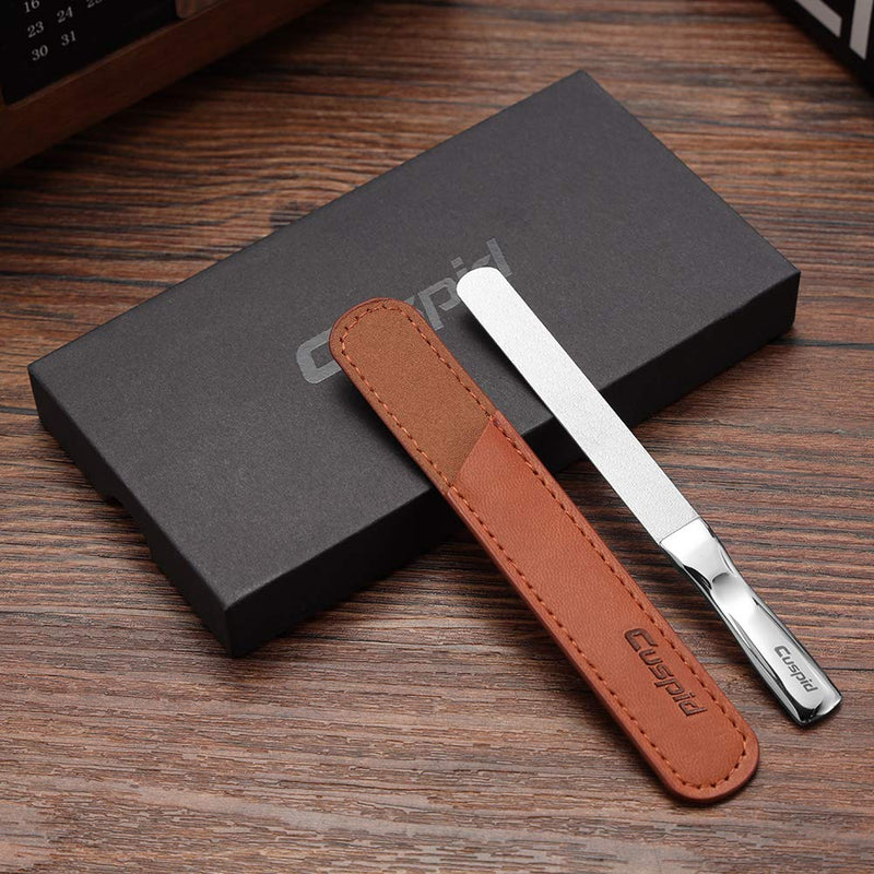 Stainless Steel Nail File， Metal Nail file with Leather Case, Double Sided Nail files with Anti-Slip Handle ，finger nail file for Men and Woman CU-ZJD010 - BeesActive Australia