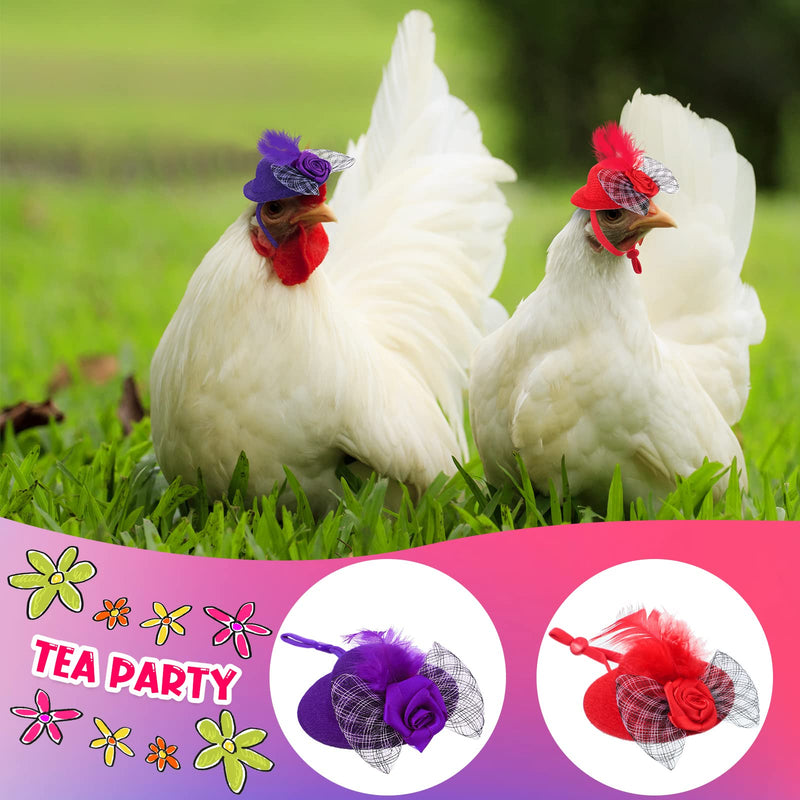 8 Pieces Chicken Leash Chicken Harness and Hat for Hens Funny Chicken Accessories Adjustable Duck Harness and Leash Hat with Elastic Chin Strap for Hens Duck Goose Parrot Small Pets - BeesActive Australia