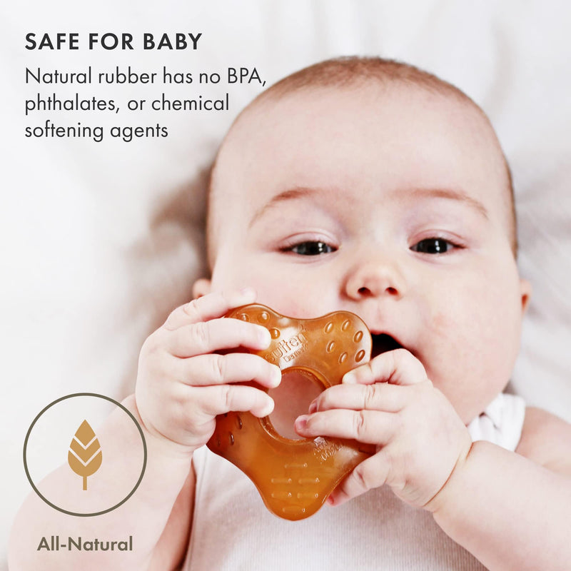 Natursutten Starfish Teether - Baby Teething Toys - Eco-Friendly Natural Rubber, PVC & 100% BPA-Free - Danish Design Baby Toys - Made in Italy Yellow - BeesActive Australia