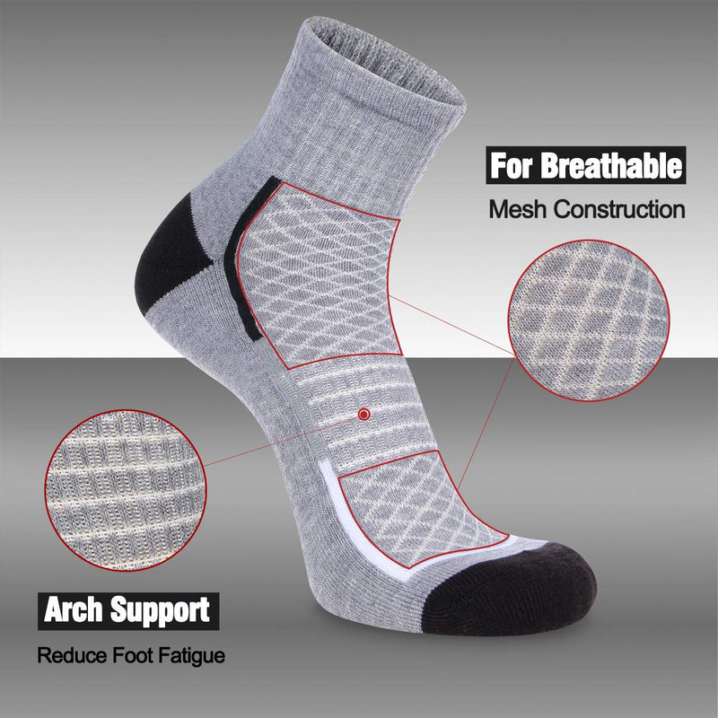 [AUSTRALIA] - FLYRUN Mens Athletic Ankle Socks Performance Breathable Sports Running Sock（6 Pairs） Black 6 Shoe Size: 7-12 