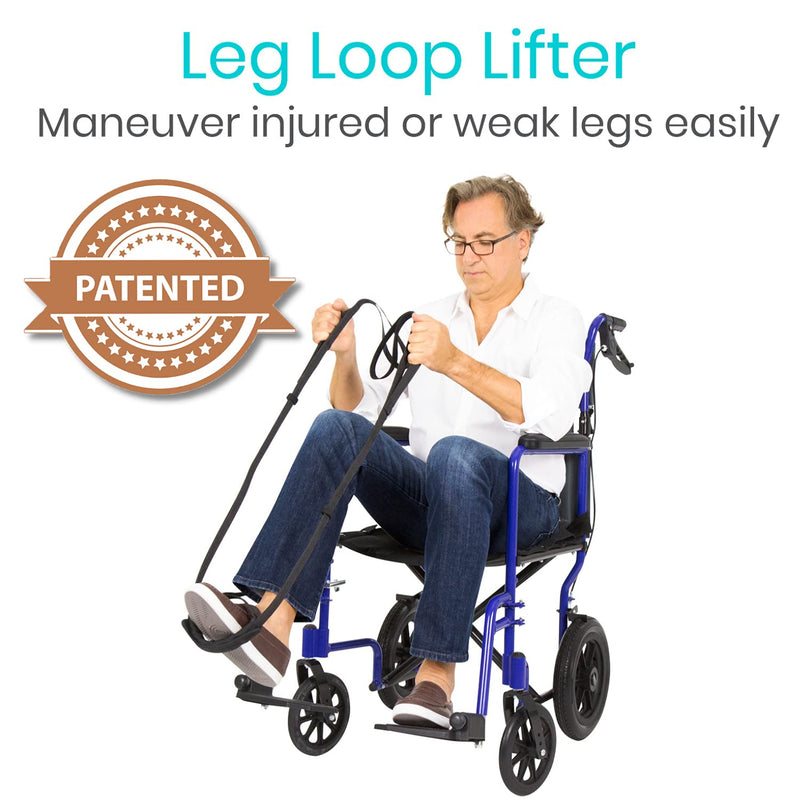 Vive Leg Lifter, Proflex Strap - Assist with Nylon Webbing for Recovery, Stretching - Feet Loop with Hand Grips - Lift and Stretch Foot, Calf - Rigid for Elderly, Handicapped, Injury, Car and Bed Black - BeesActive Australia