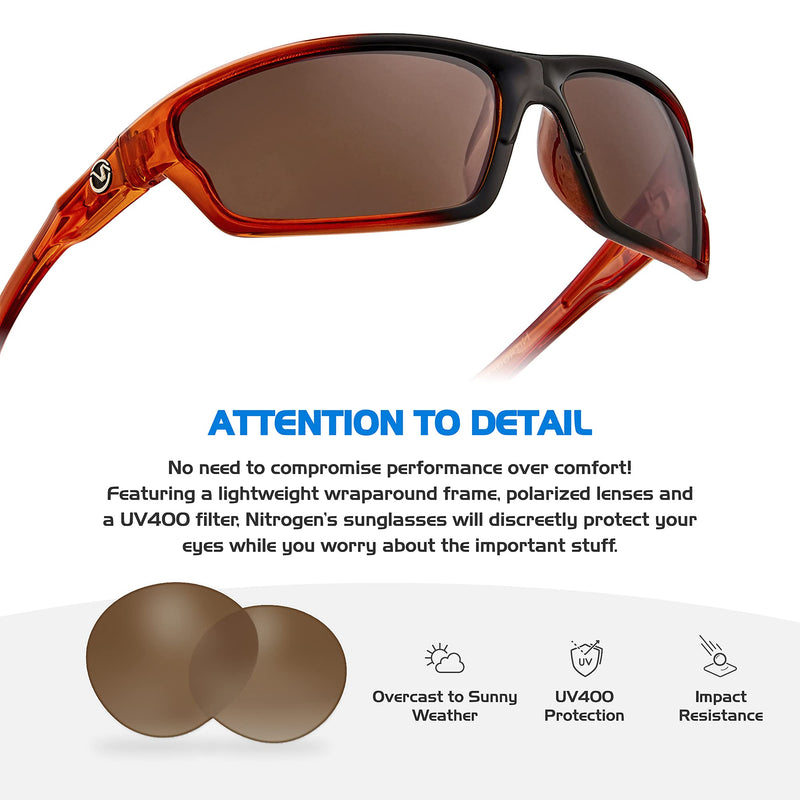 Polarized Wrap Around Sport Sunglasses for Men Women UV400 Sports Sun Glasses Crystal Orange | Brown - BeesActive Australia