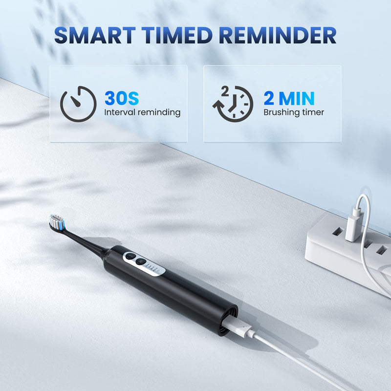 Water Dental Flosser with Electric Toothbrush, One Switch Between Tooth Brush & Water Floss, 3 in 1 Teeth Cleaning Kit with 4 Modes, Water Flosser Portable for Travel and Home (Black) Black - BeesActive Australia