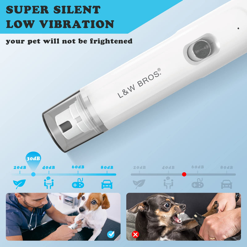 L&W BROS. Dog Nail Grinder, Rechargeable Dog Nail Grinder for Large Dogs, Pet Nail Grinder for Small Medium Dogs Cats Claw Care & Grooming Electric Dog Nail Trimmer - BeesActive Australia
