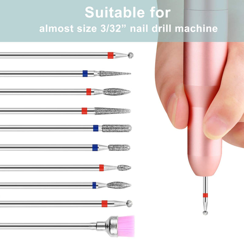 nail drill bits set, 7PCS 3/32 inch tungsten carbide diamond nails bit for e-file polishing polygel acrylic manicure pedicure cuticle clean use and more! - BeesActive Australia