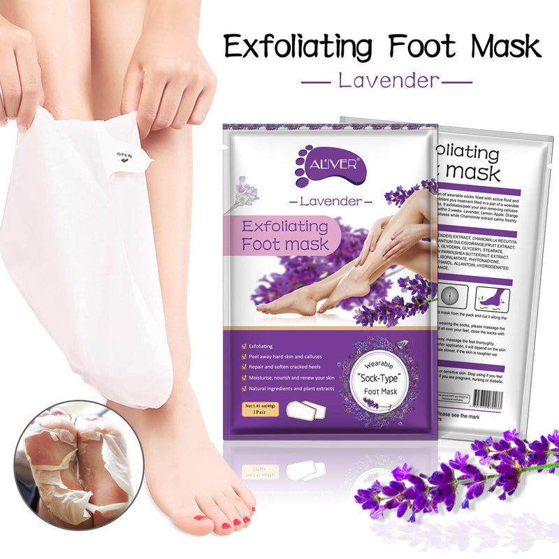 Foot Peel Mask 2 Pack of Peeling mask, Natural Foot Care Exfoliating mask, Treatment Repairs Cracked Heels, Calluses & Removes Dead, Dry Skin for Baby Soft Touch Feet Lavender01 - BeesActive Australia