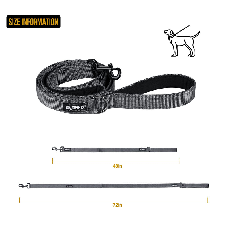 OneTigris Handled No-Pull Dog Walking Leash Long Traffic Leads for Medium to Large Dogs Grey 6FT - BeesActive Australia