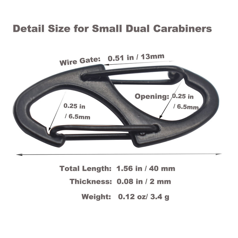 Floyutin 1.56 inch Small Carabiner Clips Double Ended Snap Hooks Quick Buckles 18 Packs Black Silver 18packs Black - BeesActive Australia