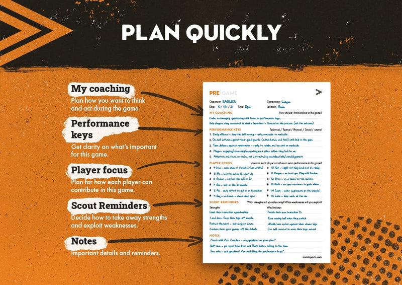 MVMT sports Basketball Game Card for Coaches - BeesActive Australia