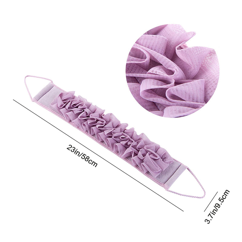 VANRA Exfoliating Back Strap Loofah Body Scrubber Terry Cloth Mesh Back Scrub Puffs Bath Massager Sponge with Rope Handles for Shower, Bath, Spa, Body Wash (23" L X 3.7" W, Purple) - BeesActive Australia