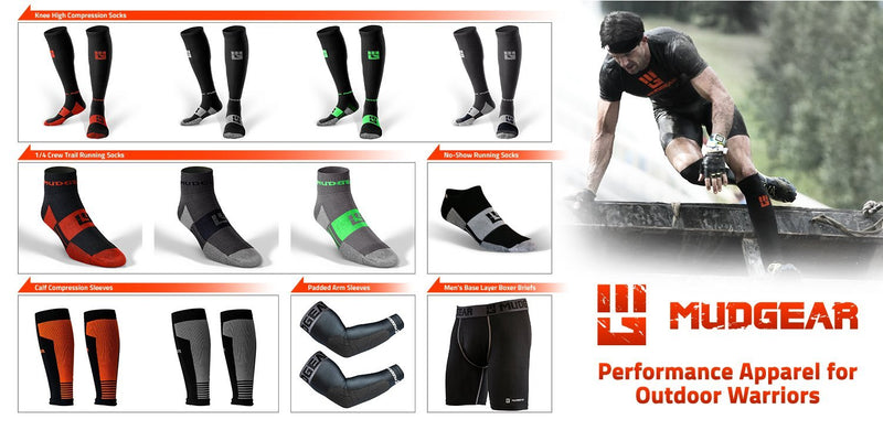 [AUSTRALIA] - MudGear Premium Compression Socks - Run, Hike, Trail, Recovery Black/Gray Large 