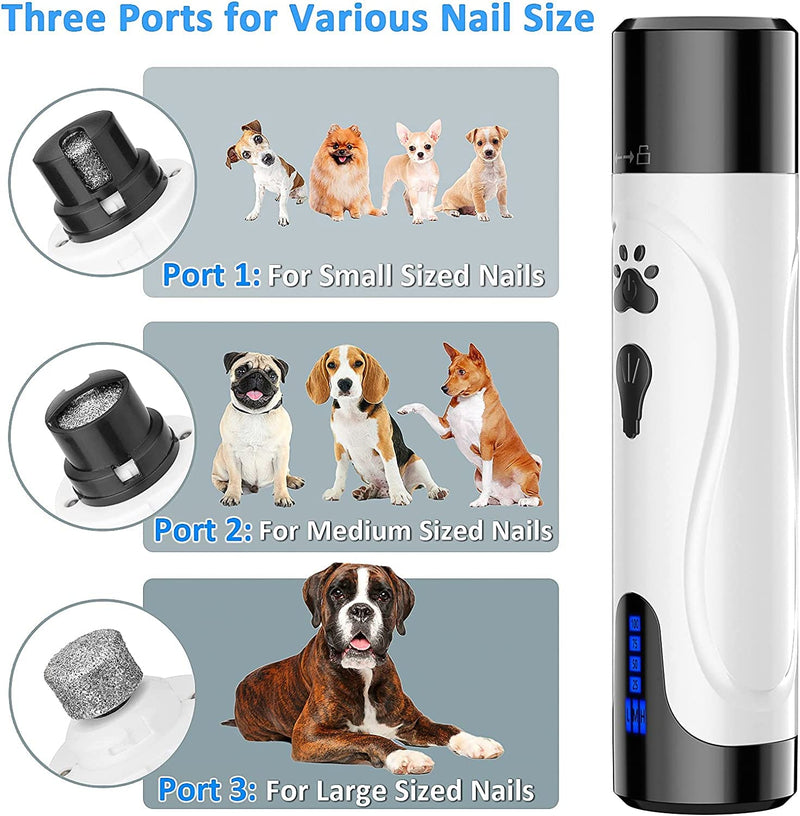 YABIFE Dog Nail Grinder, Dog Nail Trimmers and Clippers Kit, Super Quiet Electric Pet Nail Grinder, for Small Large Dogs & Cats Toenail & Claw Grooming,3 Speeds, 2 Grinding Wheels blue scissor - BeesActive Australia