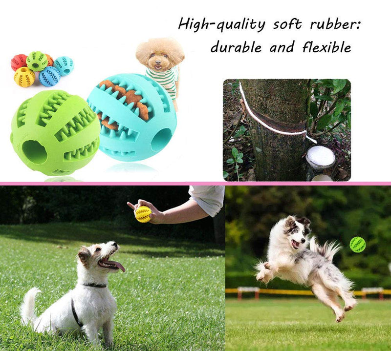 2 Pack Dog Toy Ball，Nontoxic Bite Resistant Teething Toys Balls for Small/Medium/ Large Dog and Puppy Cat , Dog Pet Food Treat Feeder Chew Tooth Cleaning Ball Exercise Game IQ Training Ball Blue+Green 2in（Small Dog&Puppy） - BeesActive Australia
