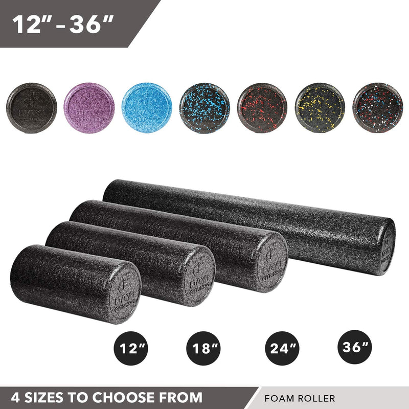 Day 1 Fitness High-Density Round Foam Rollers - 4 Size and 8 Color Options - Massage Rollers for Stretching, Deep Tissue and Myofascial Release Usa Speckled c) 24" - BeesActive Australia