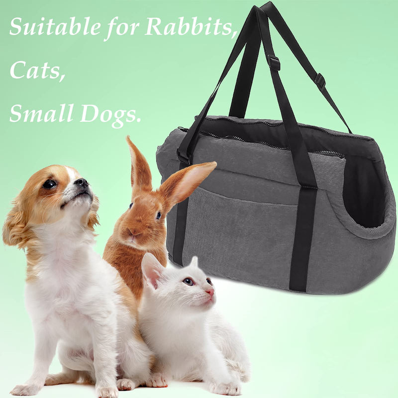 LeerKing Pet Dog Carrier Purse, Soft Sided Puppy Small Medium Dog Carrying Carrier Bag with Pocket Warm Sponge, Pet Cat Carrier Tote Bag for Walking, Subway, Shopping, Hiking, Traveling L Grey-corduroy - BeesActive Australia