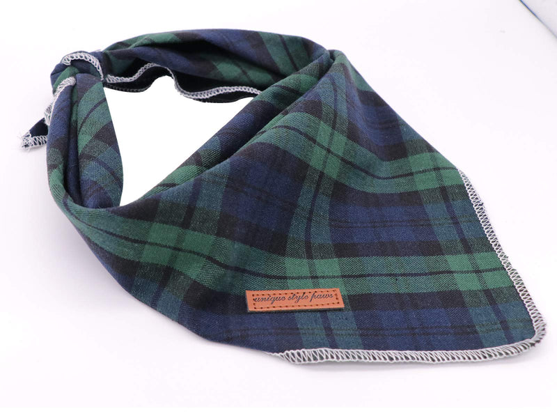 Unique style paws Dog Bandana, 1PC Washable Square Dog Scarfs for Small Medium Large Dogs Adjustable Dogs Bib Scarfs for Girl and Boy Large (Pack of 1) Green Grid - BeesActive Australia