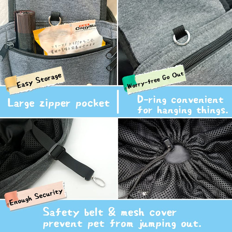 NATUYA Dog Sling Carrier Puppy Carrier Openable Breathable Mesh Hands-Free Small Dog Carry Travel Bag with Adjustable Padded Strap Pocket Large Space Pet Carrier for Outdoor Hiking Dark Grey For Pet 6-15 lb - BeesActive Australia