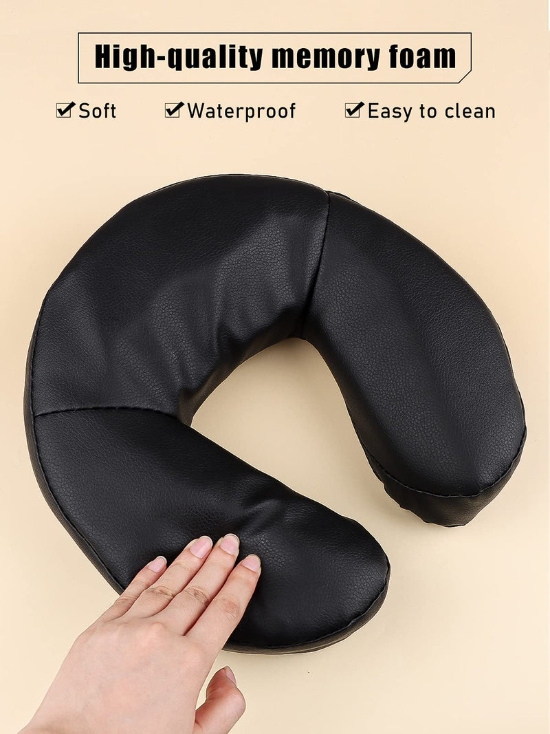 Kalolary Massage Bed Headrest Face Down Face Cushion Face Pillow Adjustable Massage Table Face Cradle Rest Cushion (Black) Black - BeesActive Australia