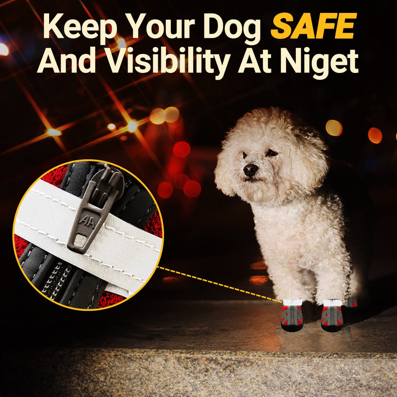 AOKOWN Dog Shoes for Hot Pavement Dog Booties Paw Protector / Waterproof Dog Shoes for Small & Medium Dogs/ Puppy Shoes with Reflective Straps Anti-Slip Sole (4PCS) Red-Mesh #3(L*W: 1.69"x1.49") for 11.0-16.9 lbs - BeesActive Australia