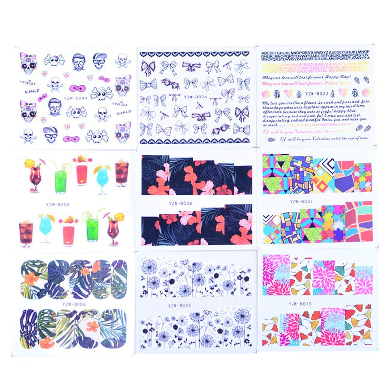 SILPECWEE 48 Sheets Summer Nail Water Transfer Stickers Tips Water Slide Nail Art Decals Flower Manicure Accessories and 1Pc Anti-Static Tweezers NO2 - BeesActive Australia